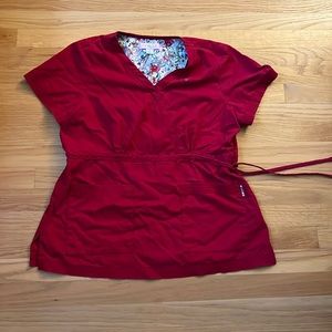 Women’s red scrub top